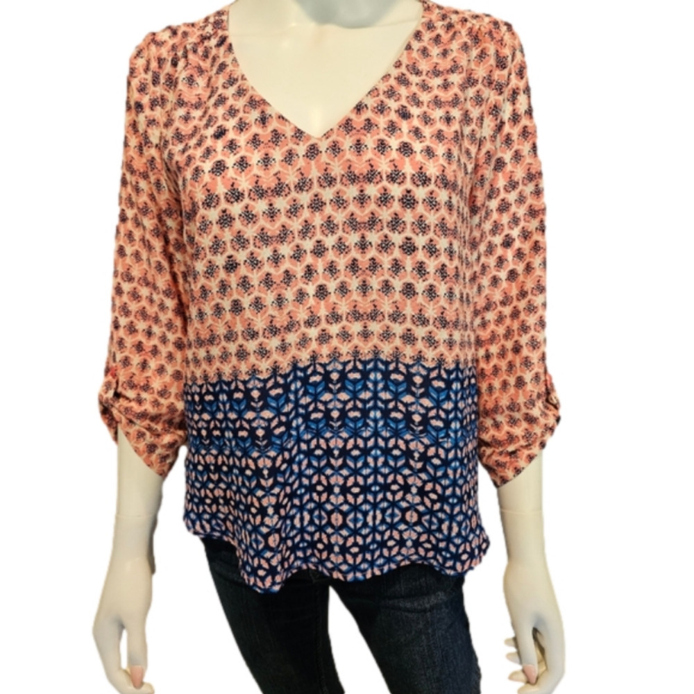 MERAKI V-Neck 3/4 Sleeve Blouse Size M